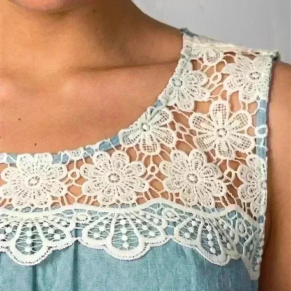 SEAFOAM FLORAL CROCHET DRESS - Picture 3 of 4